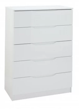 Image of Legato 5 Drawer Chest - White Gloss