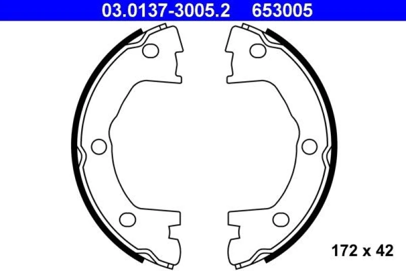 Image of ATE 03.0137-3005.2 Handbrake Shoes without lever Brake Shoe Set,parking brake (1419)