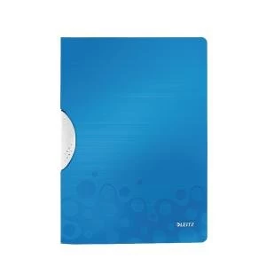 image of Leitz WOW ColorClip Poly File A4 Blue Metallic Pack of 10 41850036