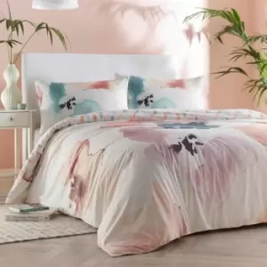 image of Drift Forward Aquarelle Watercolour Floral Print Reversible Eco-Friendly Duvet Cover Set, Multi, Double