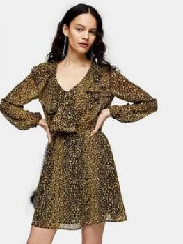 Image of Topshop Ruffle Bed Jacket Mini Dress - Mustard, Mustard, Size 6, Women