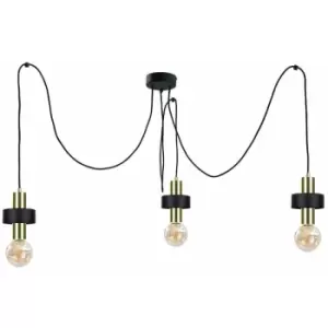 image of Keter Unica Cluster Pendant Ceiling Light Black, Gold, 3x E27