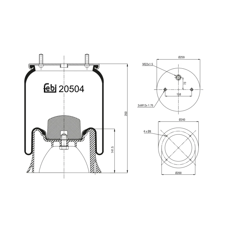 Image of FEBI BILSTEIN 20504 Boot, air suspension Boot,air suspension (324)