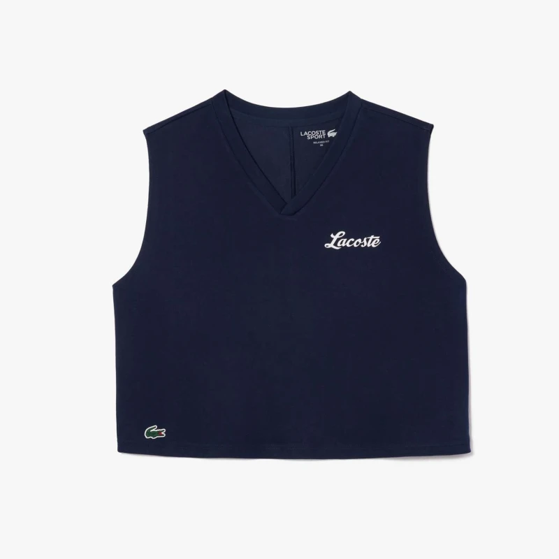 Image of Lacoste Ultra Dry Cotton Sport Crop Top Blue female 8