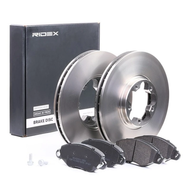 Image of RIDEX 3405B0157 Brake disc and pads set Front Axle, Brake Disc Type: Vented Brake Set,disc brakes (3405)
