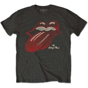 image of The Rolling Stones - Vintage Tongue Logo Unisex Large T-Shirt - Grey