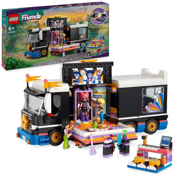 image of LEGO Friends Pop Star Music Tour Bus Vehicle Toy Set 42619