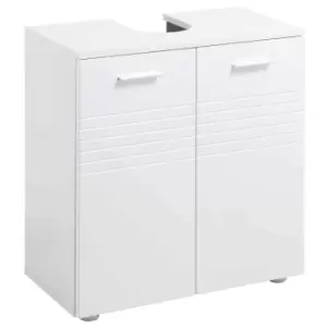 image of Kleankin Bathroom Pedestal Under Sink Cabinet With Storage Shelf Double Door