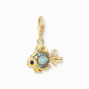 image of Charm Club Gold Plated Multicoloured Fish Charm 1921-959-7