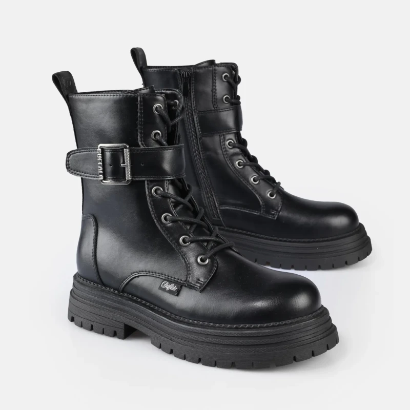 Image of Buffalo Womens boots Buffalo Lennox Lace Up Mid Noir Female 39