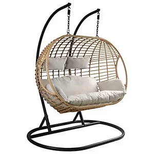 image of Charles Bentley Double Swing Chair Natural Steel