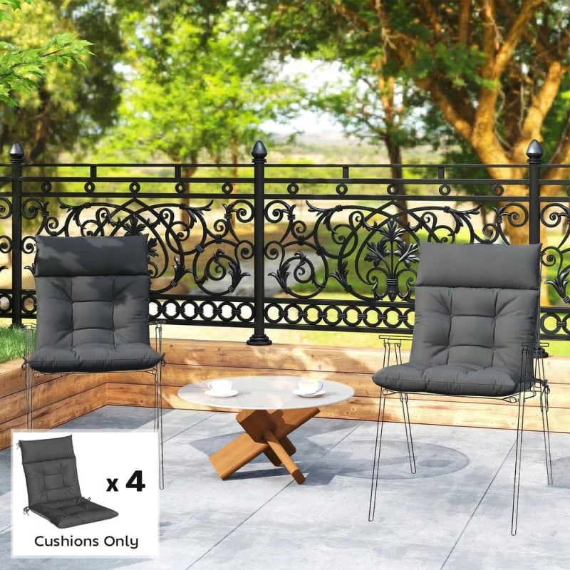 Image of OUTSUNNY Garden Chair Cushions Set of 4, Waterproof Seat Pads, Dark Grey Dark Grey Unisex
