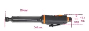 image of Beta Tools 1933IL Long Spindle Air Die Grinder 20000rpm Chuck Ø 3/6mm 380W