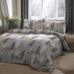 Image of Dream and Drapes Lodge Shetland Pony Charcoal 100% Brushed Cotton Duvet Cover Set Charcoal/White/Brown