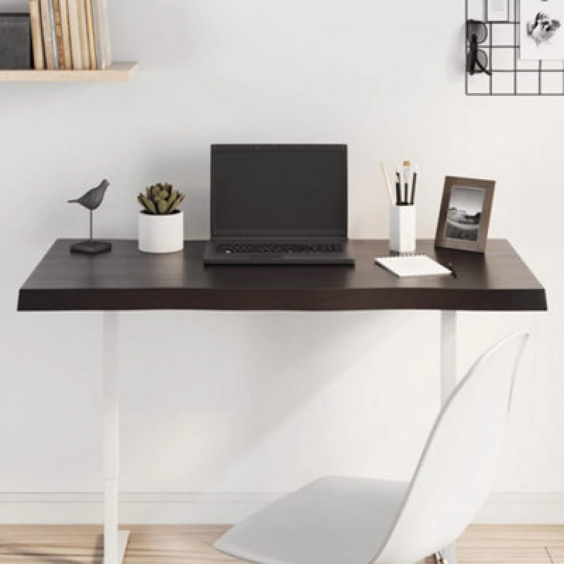 Image of Vidaxl Table Top Dark Grey 100X60X4cm Treated Solid Wood Oak Live Edge, Brown 364020