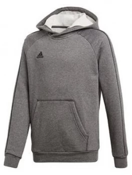 Image of Boys, adidas Youth Core 18 Sweat Hooded Tracksuit Top - Grey, Size 9-10 Years