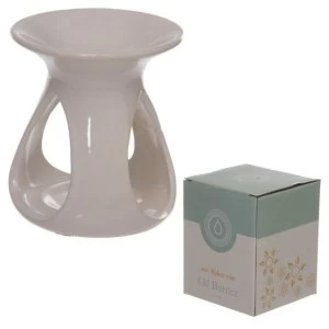 image of Abstract High Gloss White Ceramic Oil Burner