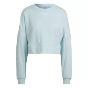 image of adidas AEROREADY Studio Loose Sweatshirt Womens - Almost Blue / White