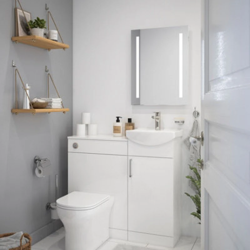 Image of Sensio Isla White Rectangular Wall-Mounted Bathroom & Wc Illuminated Contemporary Illuminated Mirror (H)65Cm (W)50Cm
