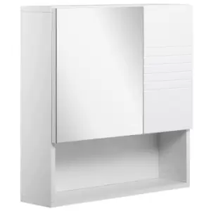 Image of kleankin Bathroom Mirror Cabinet, Wall Mount Storage Cabinet with Double Door, Adjustable Shelf, 54cm x 15cm x 55cm, White