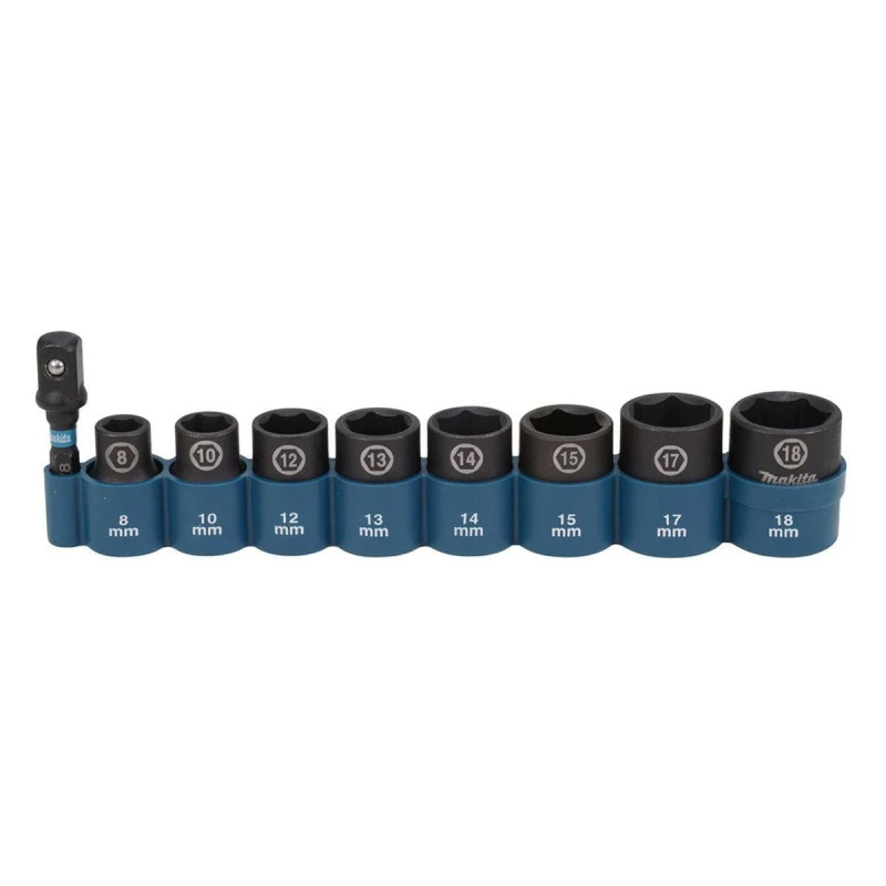 Image of Makita 9 Piece 3/8" Drive Impact Socket Set E-16639 Drive: 3/8"