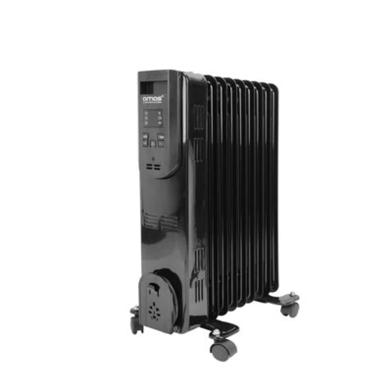 Image of Amos 9-Fin 2000W Smart Oil Filled Radiator WiFi Smart App Enabled & Remote Control 3 Heat Settings Timer Digital Display, Black