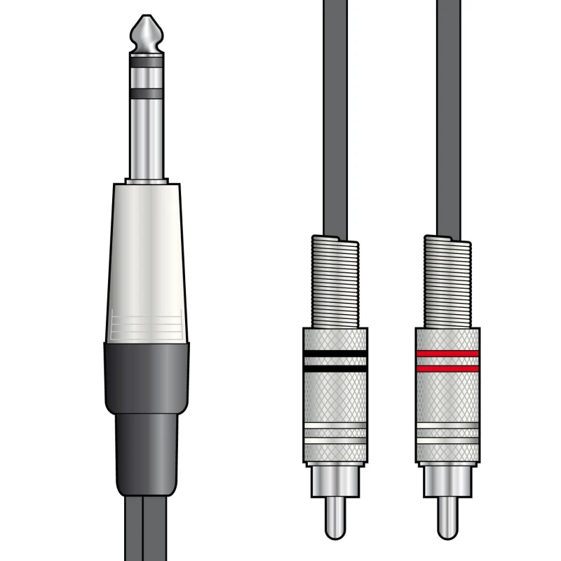 Image of Citronic 3m Classic Audio Lead 6.3mm 1/4" TRS Jack - 2 RCA Phono Plugs AVS-070987 Audio Cable