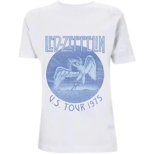 Image of Led Zeppelin - Tour '75 Blue Wash Unisex Large T-Shirt - White