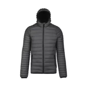 image of Kariban Mens Lightweight Hooded Down Jacket (M) (Marl Dark Grey)