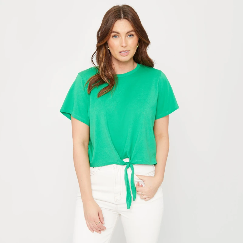 Image of Be You You Tie Front Tee - Green Green 8