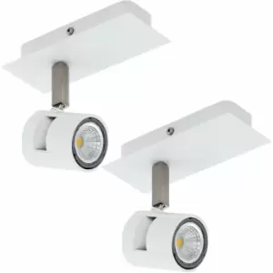 Image of 2 pack Wall Light Colour White Satin Nickel Shades & Back Plate GU10 1x5W Incl