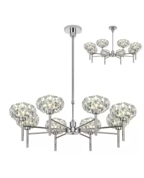 image of , 8 Light G9 Telescopic Light With Polished Chrome And Crystal Shade