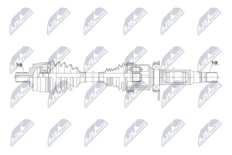 Image of NTY NPW-DW-075 Drive shaft 7-Speed Dual-Clutch Transmission, Front Axle Right Drive Shaft (13)