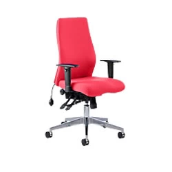 Image of Dynamic Independent Seat & Back Posture Chair Bergamot Cherry Fabric Height Adjustable Arms Onyx Ergo Without Headrest High Back