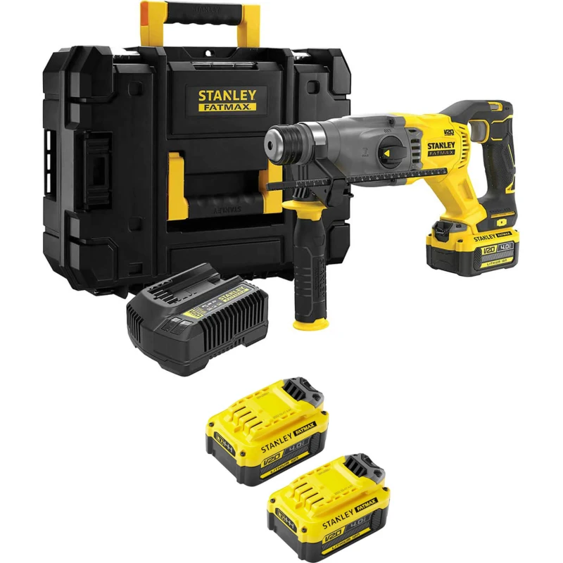 Image of Stanley Fatmax V20 SFMCH900 18v Cordless SDS Plus Drill SFMCH900M32 Batteries: 3 x 4ah Li-ion