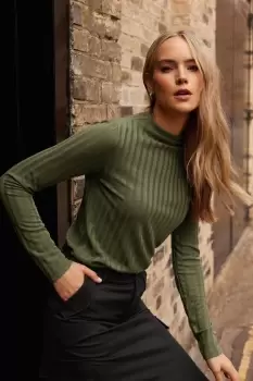 Tall Ribbed High Neck Top