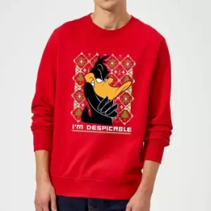 Image of Looney Tunes Daffy Duck Knit Christmas Jumper - Red - M