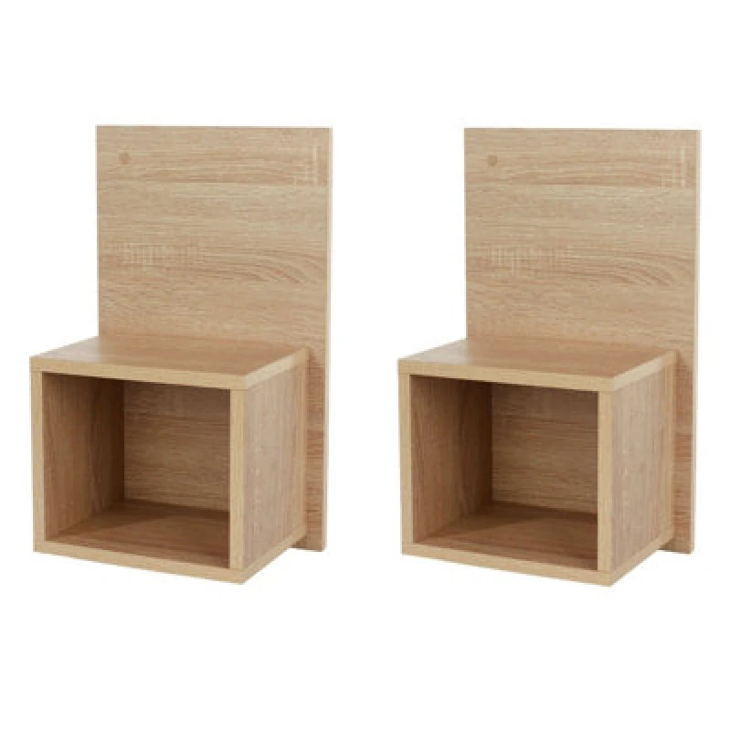 Image of Core Kelly Set of 2 Wall Hanging Oak Compact Bedside Table