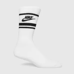 image of Nike White & Black Essential Crew Socks 3 Pack