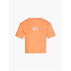 Image of Calvin Klein Jeans Badge Rib Short Sleeve Tee - Orange