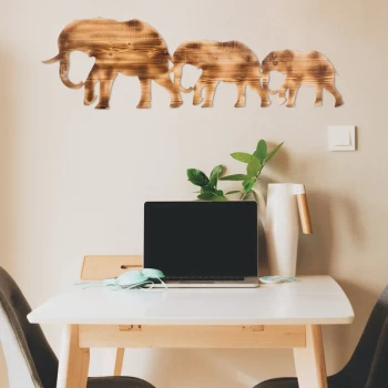 Image of Elephant Family - Walnut Walnut Decorative Wooden Wall Accessory