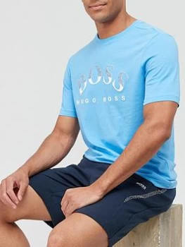 Image of Hugo Boss Athleisure Tee 1 Large Logo T-Shirt Open Blue Size L Men
