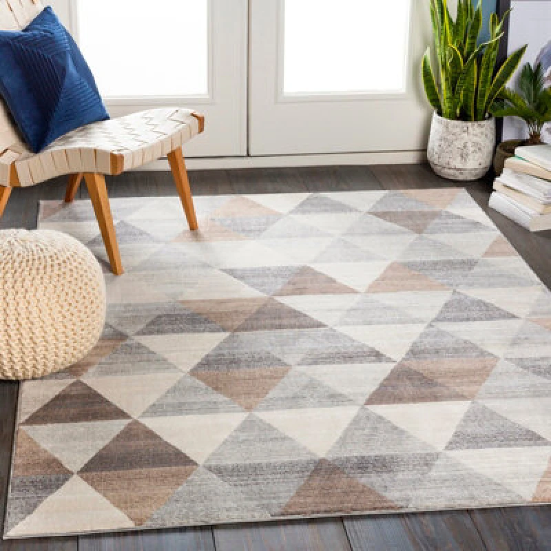 Image of Livabliss Scandi Geometric Medium Grey Katherine Area Rug 160 X 215cm - Easy Care, Non Shedding, Ideal For Living Room & Bedroom