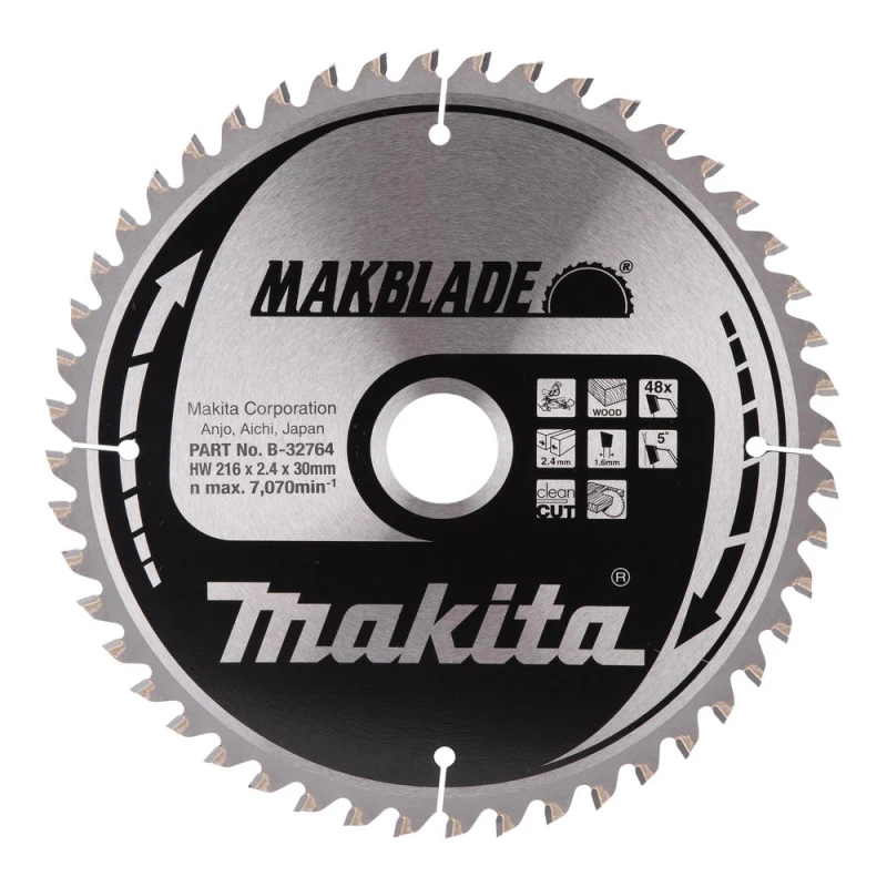 Image of Makita MAKBLADE Circular Saw Blade for Wood Cutting B-32764 Diameter: 216mm