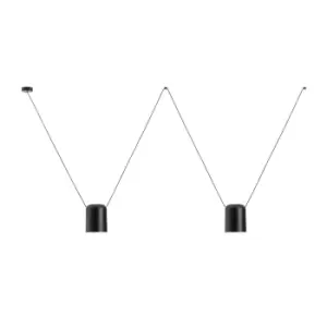 Image of Attic Decorative Hanging Ceiling Pendant Matt Black 2x E27 / 175cm x 400cm