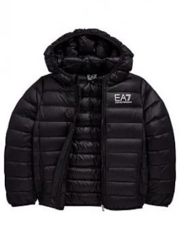 Image of Emporio Armani EA7 Sporty Core Identity Hooded Jacket Black Size 8 Years Boys