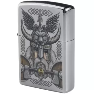 image of Zippo Viking Odin Design Street Chrome Windproof Lighter