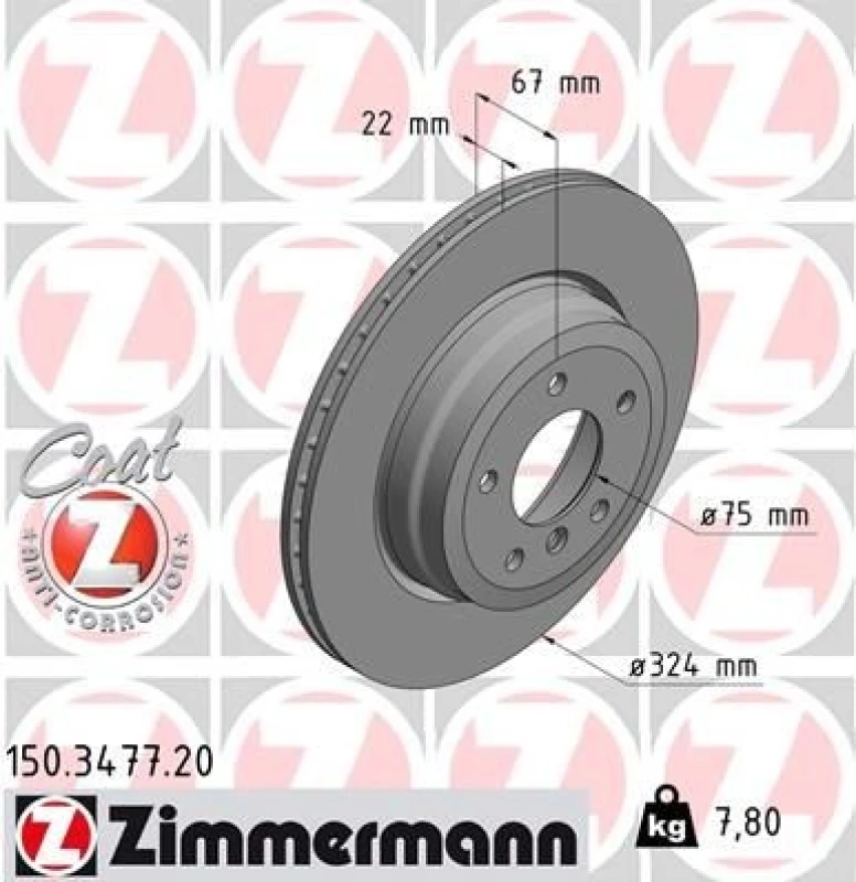 Image of ZIMMERMANN Brake disc ZIMMERMANN 150.3477.20