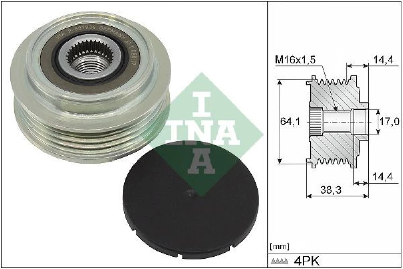 Image of Alternator clutch pulley INA 535 0350 10