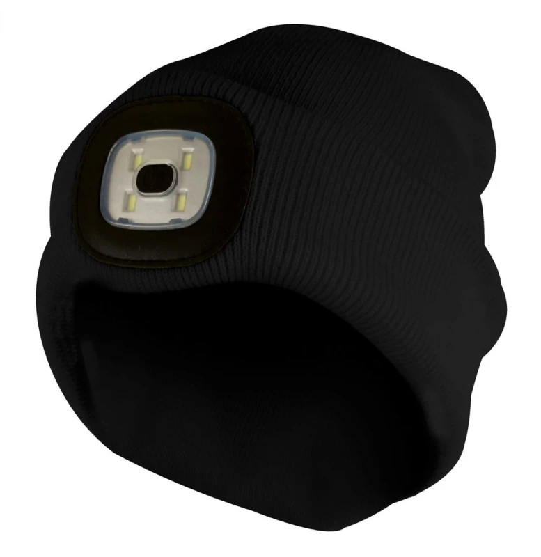 Image of Sock Snob Sock Snob Men & Winter Knit Beanie Hat with LED Light Torch in Black One Size Male 5060597078931